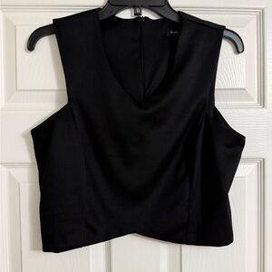 Green Envelope Black Crop Tank Top